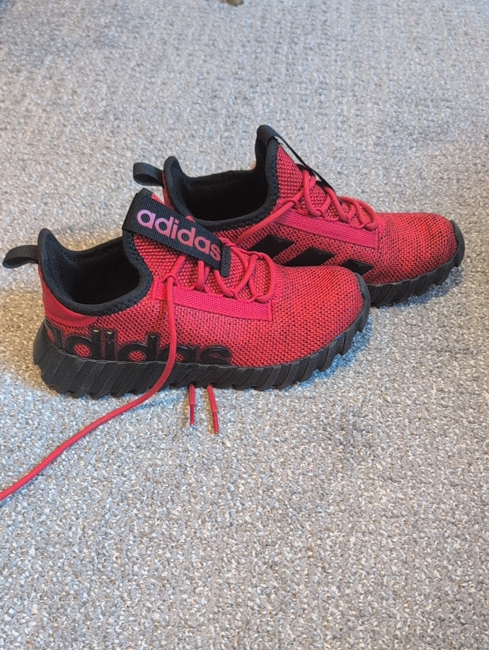 adidas Kids Athletic Red and Black Lace Sneakers